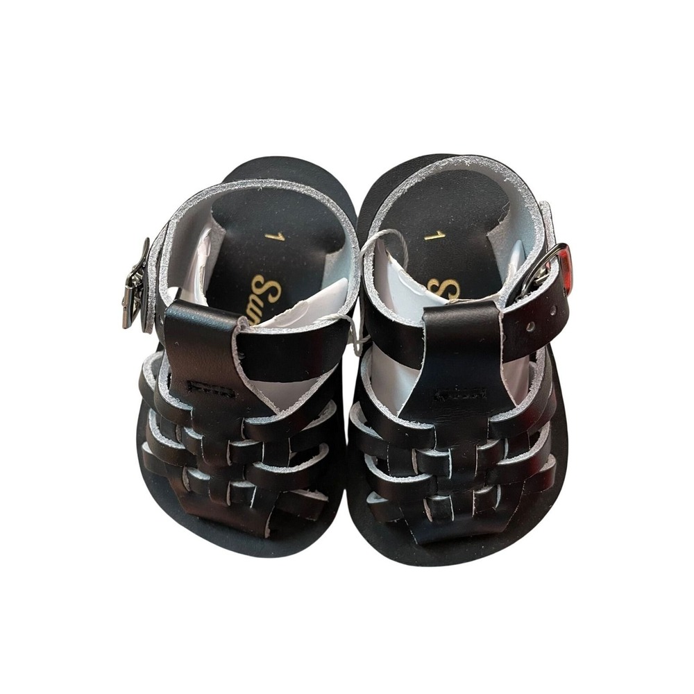 Salt Water Sandals Sun-San Sea Wee Black Leather Fisherman Baby Size 1 Classic